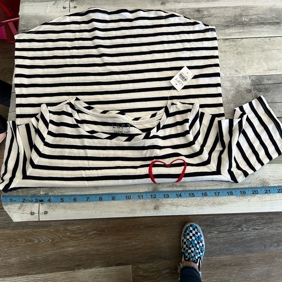 Loft Small 100% cotton nautical blue and white stripped shirt ❤️ embroidered - Picture 8 of 8